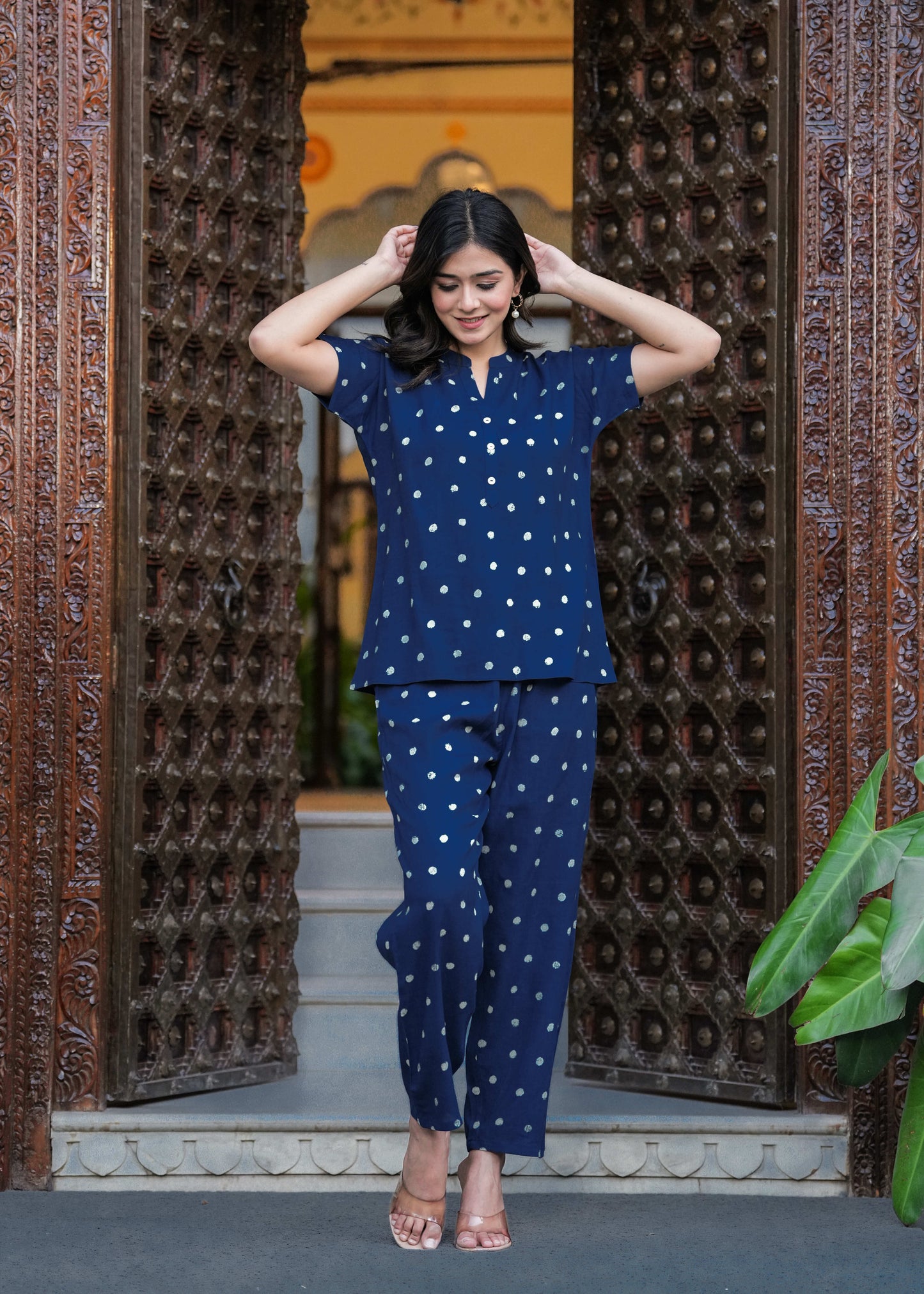 Blue Women Printed Night suit