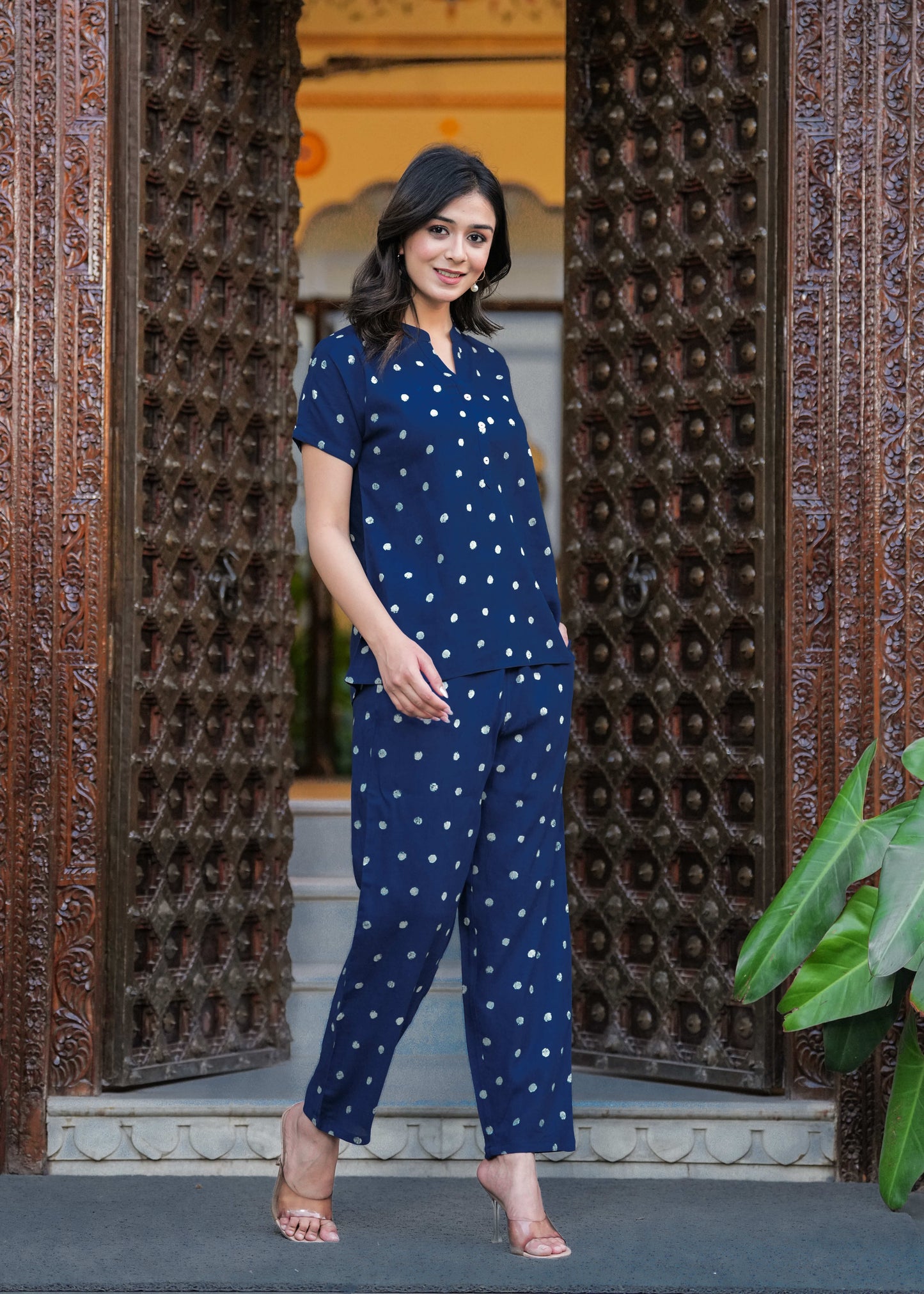 Blue Women Printed Night suit
