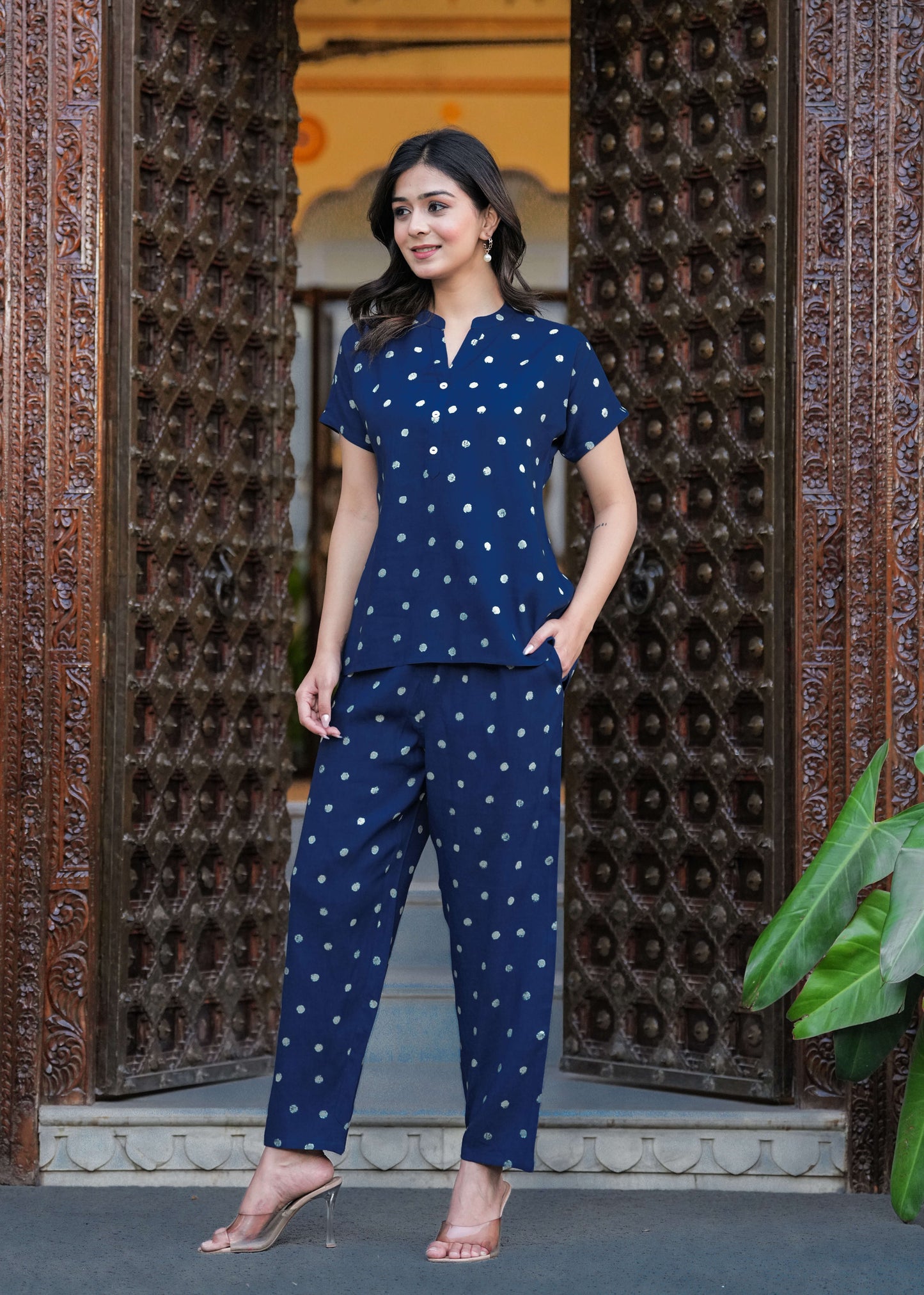 Blue Women Printed Night suit