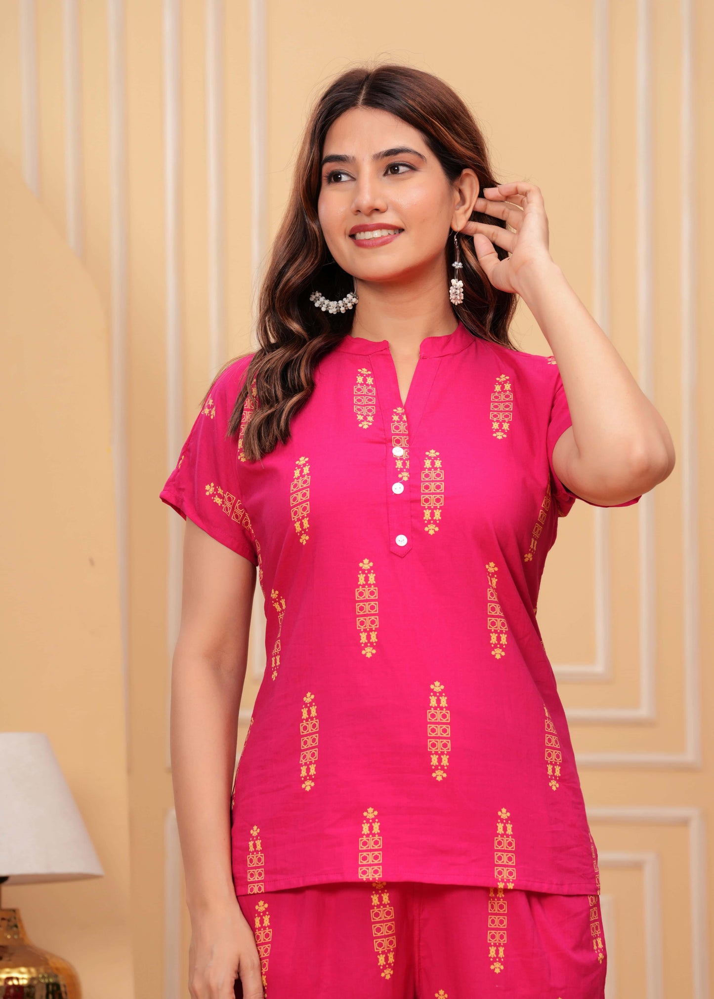 Pink Women Printed Night suit
