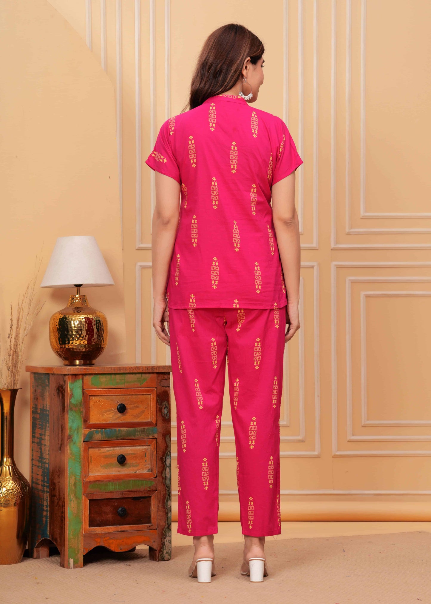 Pink Women Printed Night suit