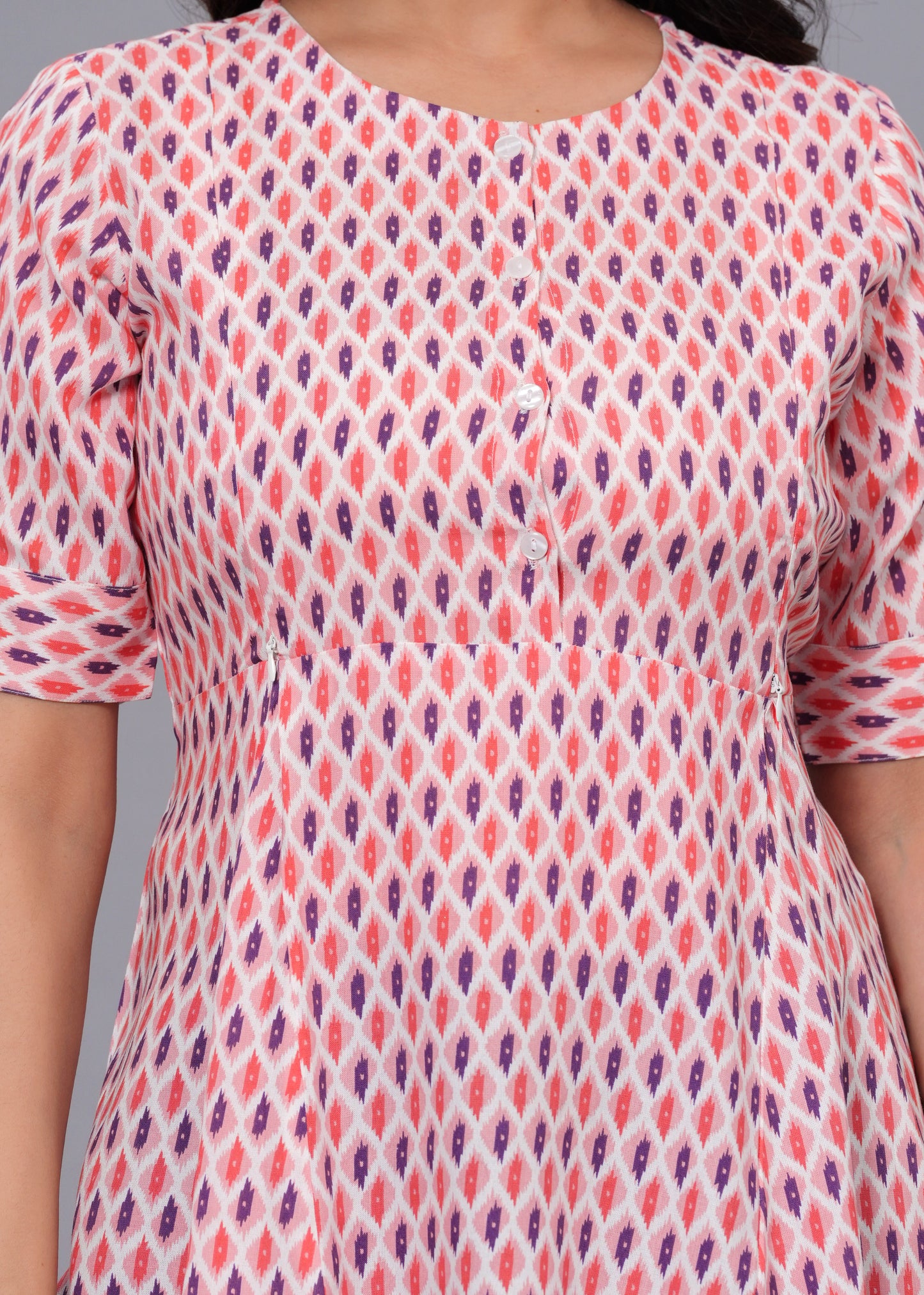 Pink, Purple, and White Regular A-Line Maternity Top