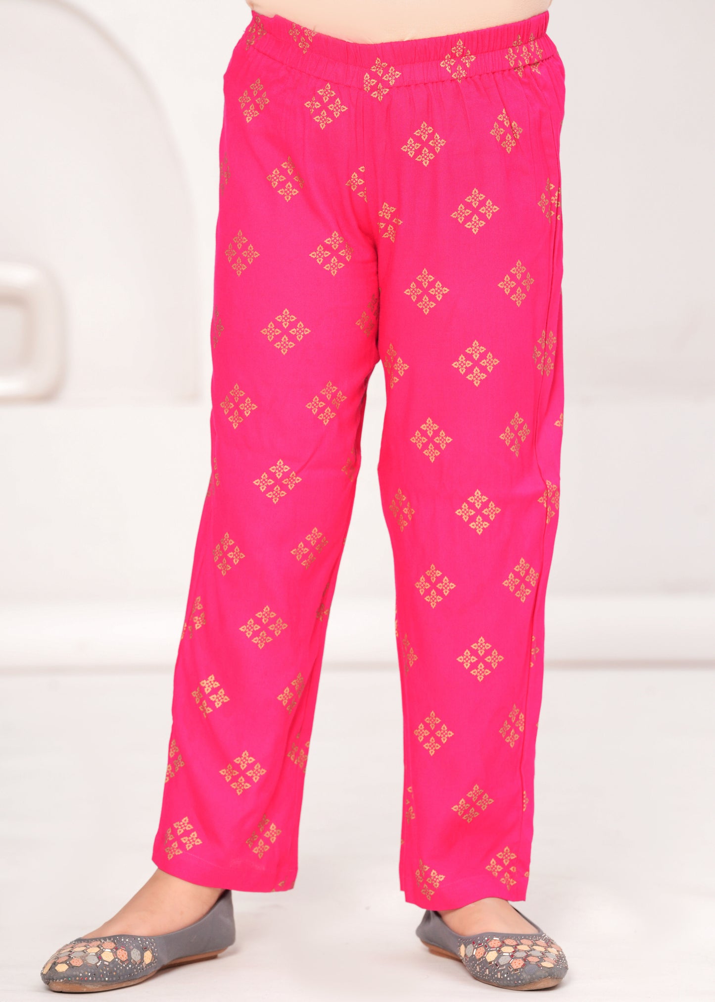 Pink Color Embroidered Printed Kurta Set For Girls