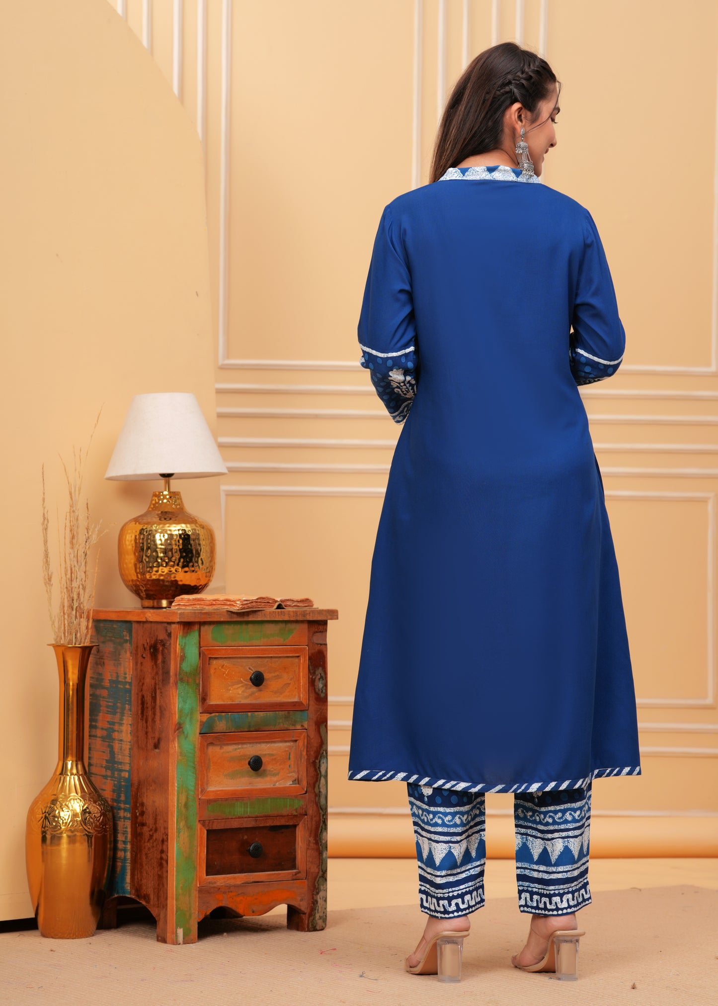 Embroidered A-Line Kurta with Trousers & With Dupatta