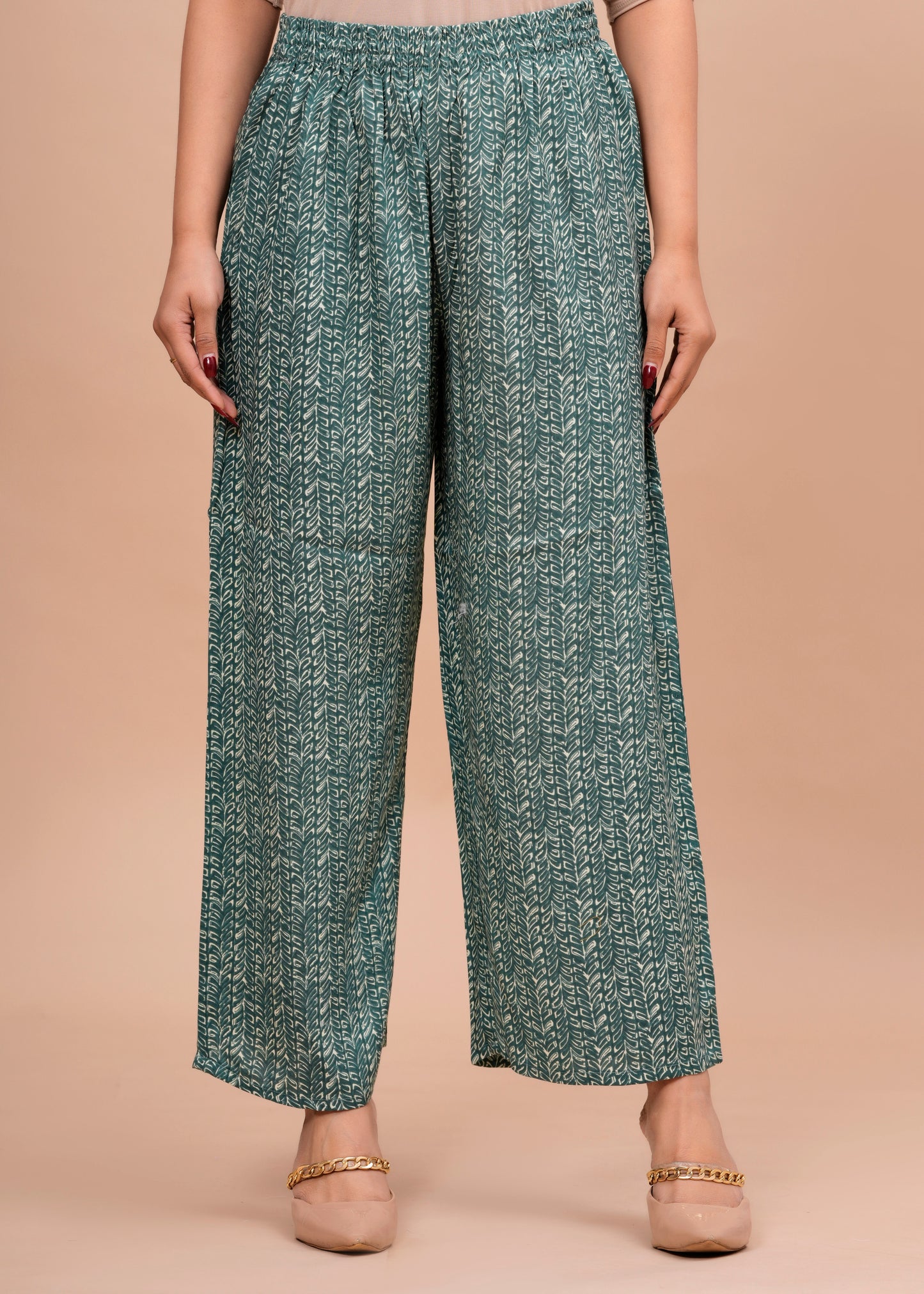 Green Floral Embroidered Regular Kurta with Palazzos & With Dupatta