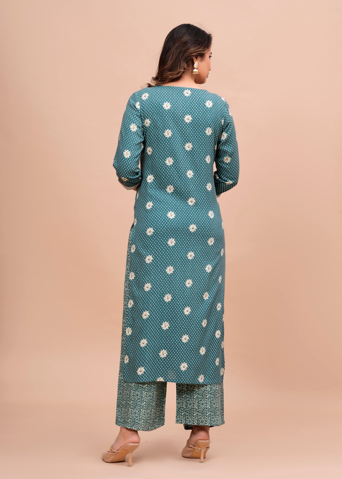 Green Floral Embroidered Regular Kurta with Palazzos & With Dupatta