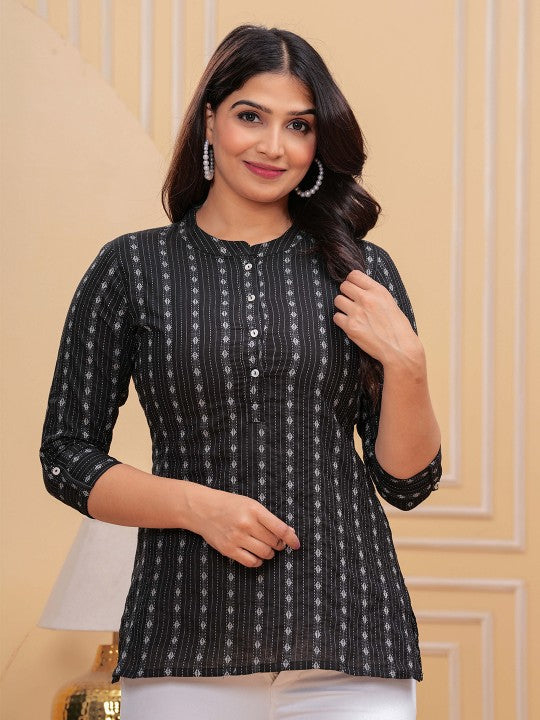 Women Printed Cotton A-Line Top
