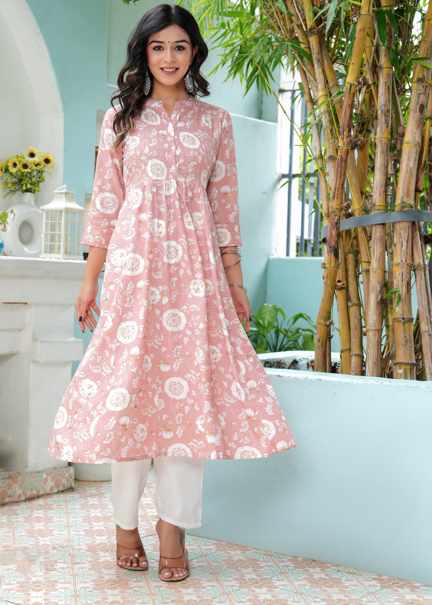 Women Floral Printed Regular Anarkali Kurta with Palazzos