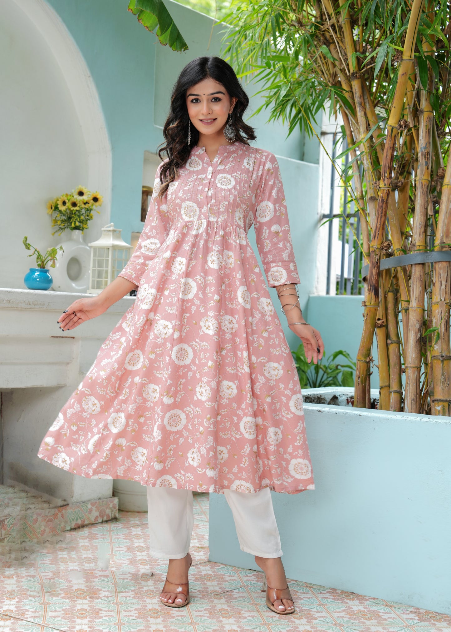 Women Floral Printed Regular Anarkali Kurta with Palazzos