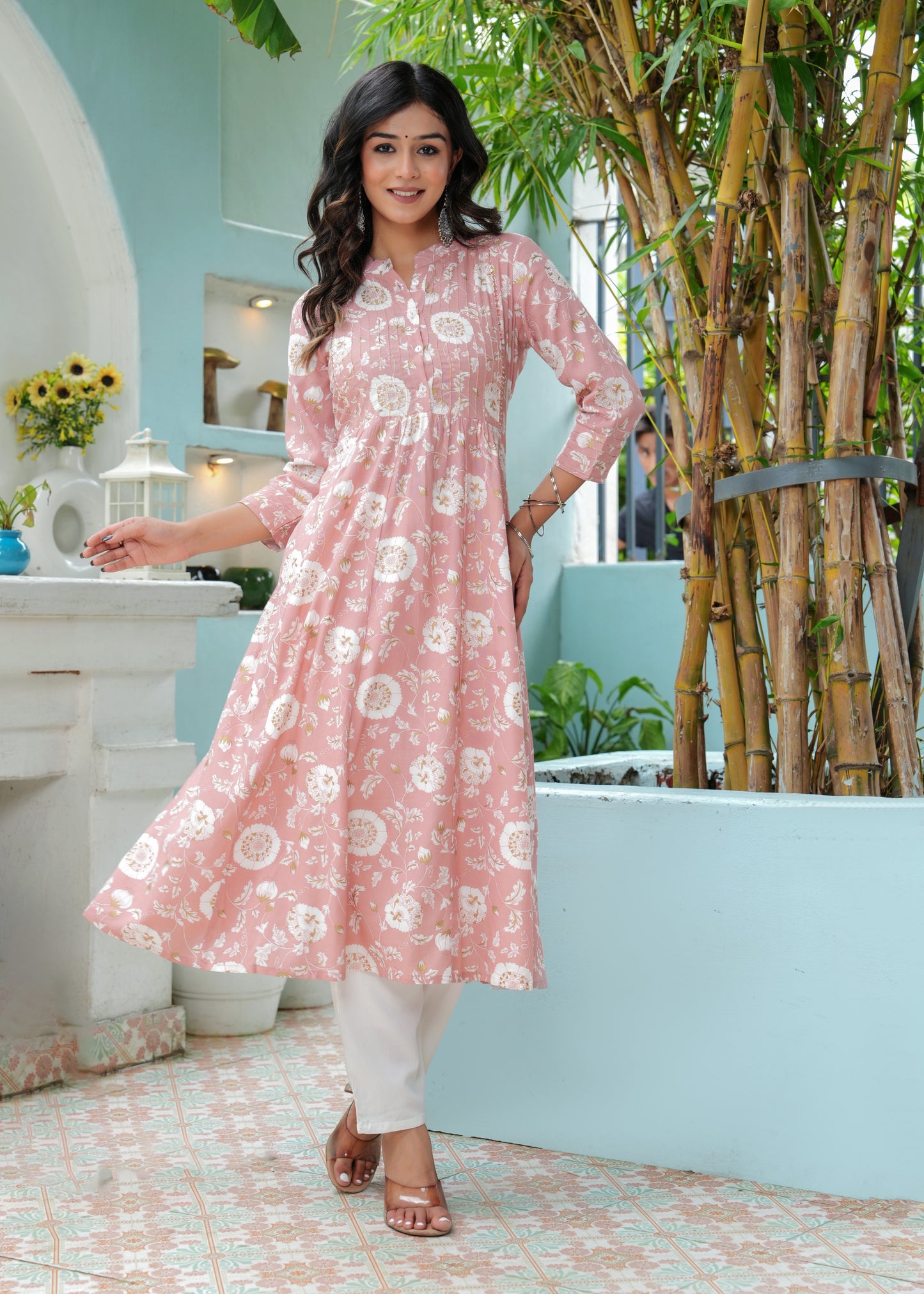 Women Floral Printed Regular Anarkali Kurta with Palazzos